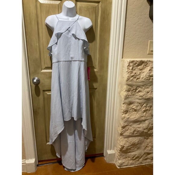 H HALSTON High Low Dress Light Blue Pale Blue NWT Size 12 - Picture 2 of 8